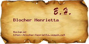 Blocher Henrietta névjegykártya